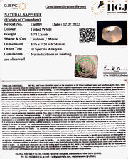 3.78/CT Natural White Sapphire with Govt Lab Certificate-6771